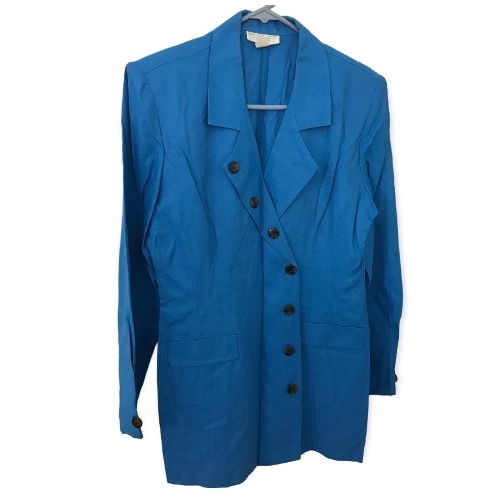 Vintage Lew margram bright blue thin blazer top